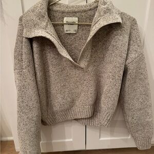 Abercrombie & Fitch Women's Heathered Gray Cowl Neck Sweater